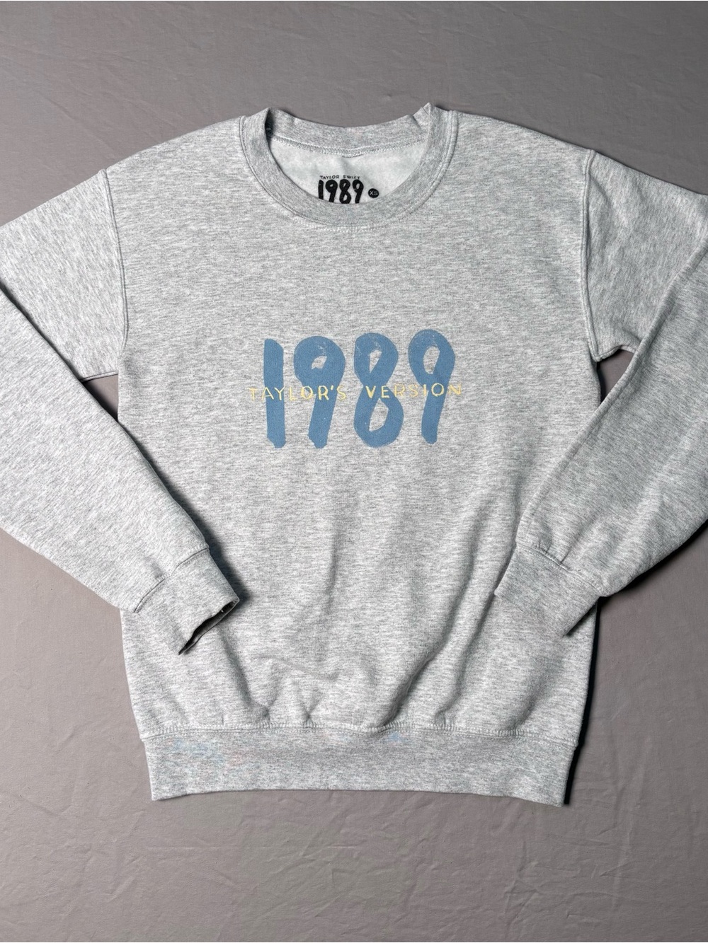 Taylor Swift Light Grey Crewneck with Blue 1989 Graphic